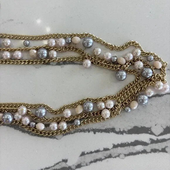 NEW Faux Pearl Beaded Necklace Earring Set Gold Tone Pink NWT Mom Wife Gift Glam - Picture 6 of 8